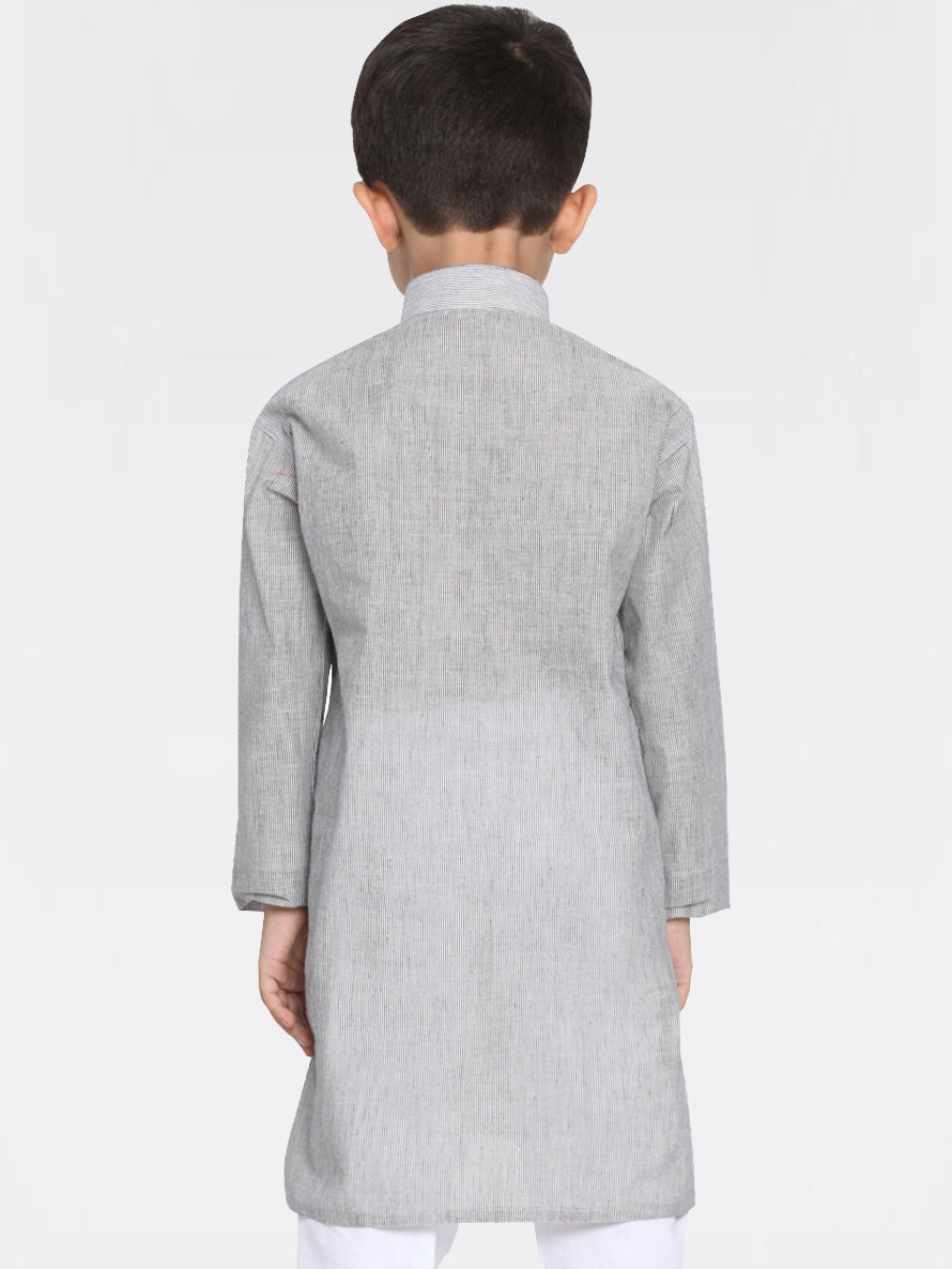 VASTRAMAY Boy's Grey Handloom Pure Cotton Kurta - qivii