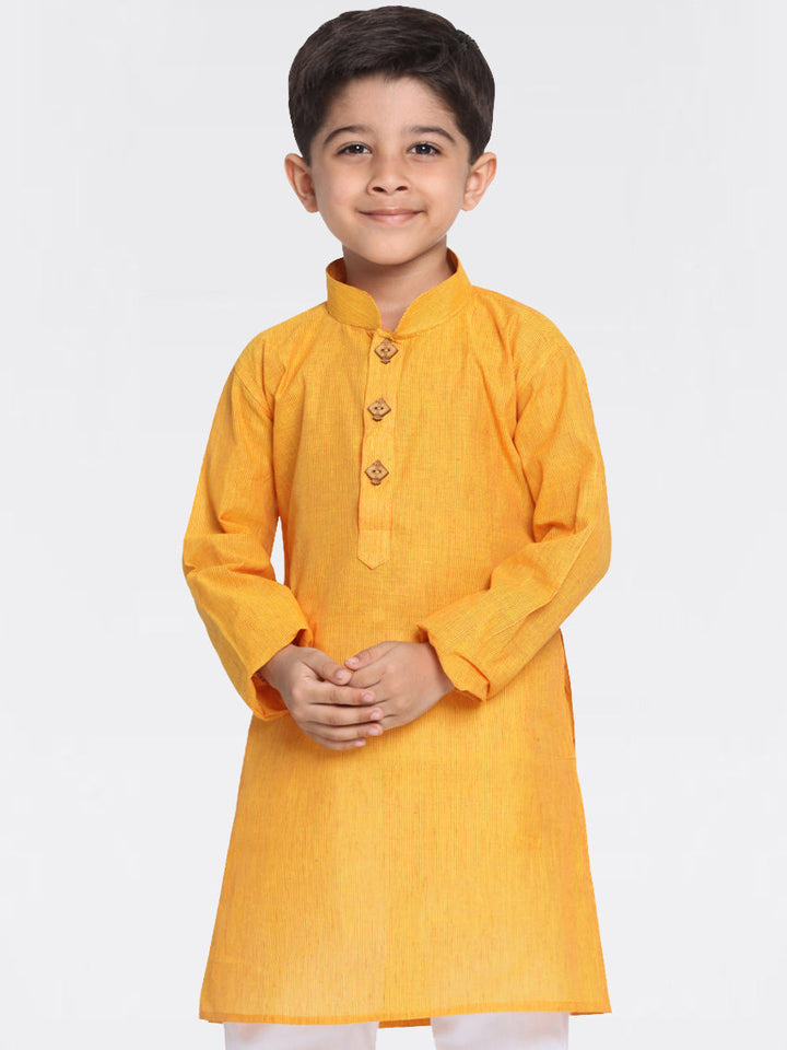 VASTRAMAY Boys' Mustard Yellow Handloom Pure Cotton Kurta