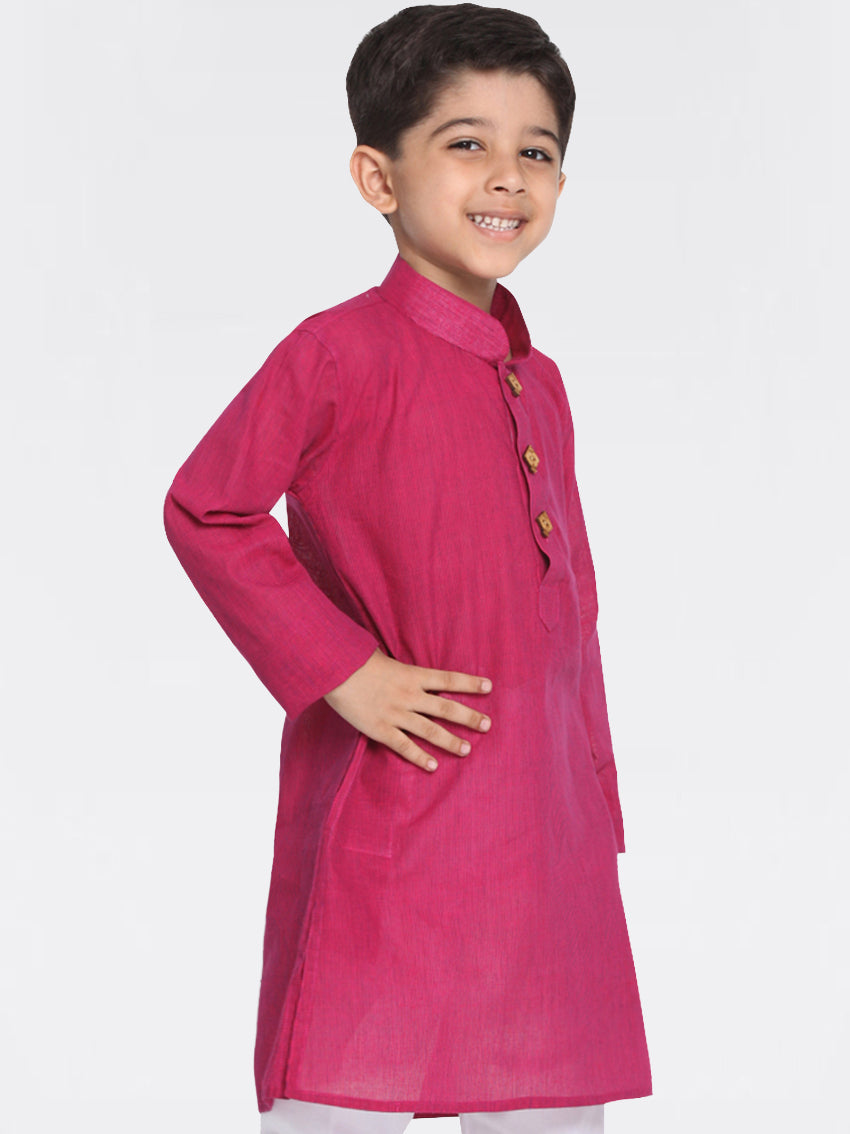 VASTRAMAY Boys' Purple Handloom Pure Cotton Kurta