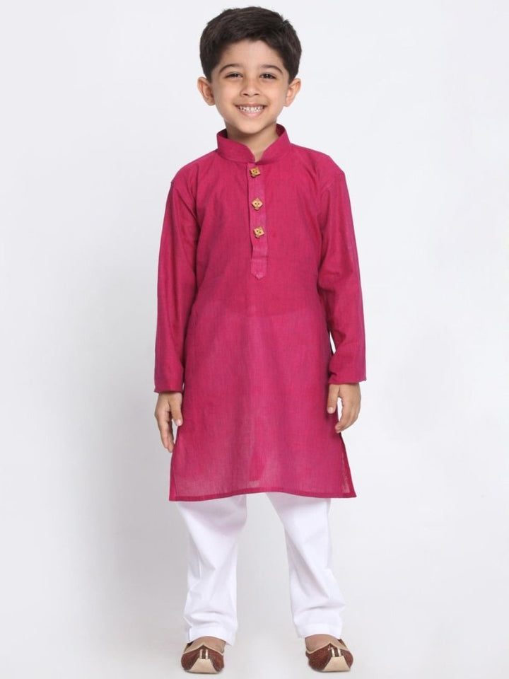 VASTRAMAY Boys' Purple Handloom Pure Cotton Kurta