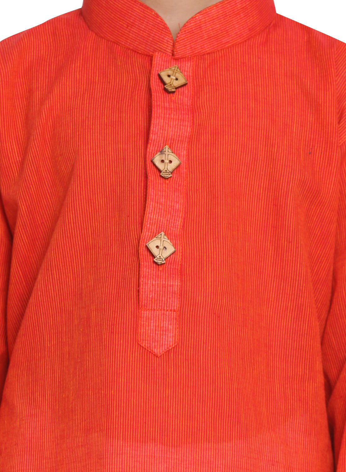 VASTRAMAY Boy's Red Handloom Pure Cotton Kurta - qivii
