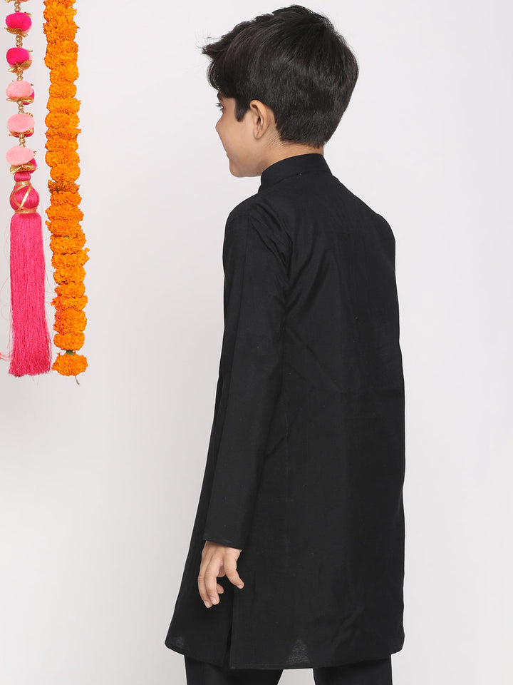 VASTRAMAY Boys Black Viscose Kurta