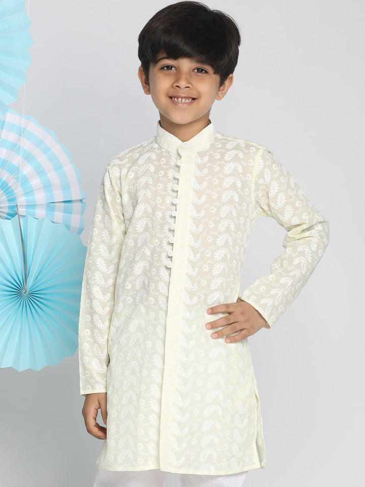 VASTRAMAY Boy's Yellow Pure Cotton  Kurta