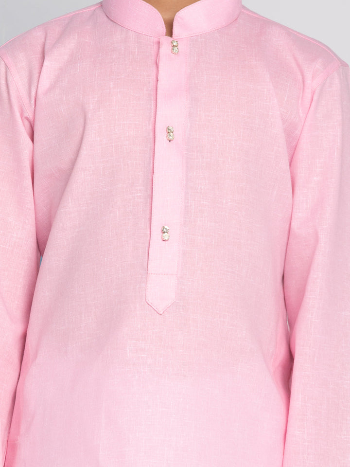 Vastramay Pink And White Baap Beta Kurta And Pyjama Set