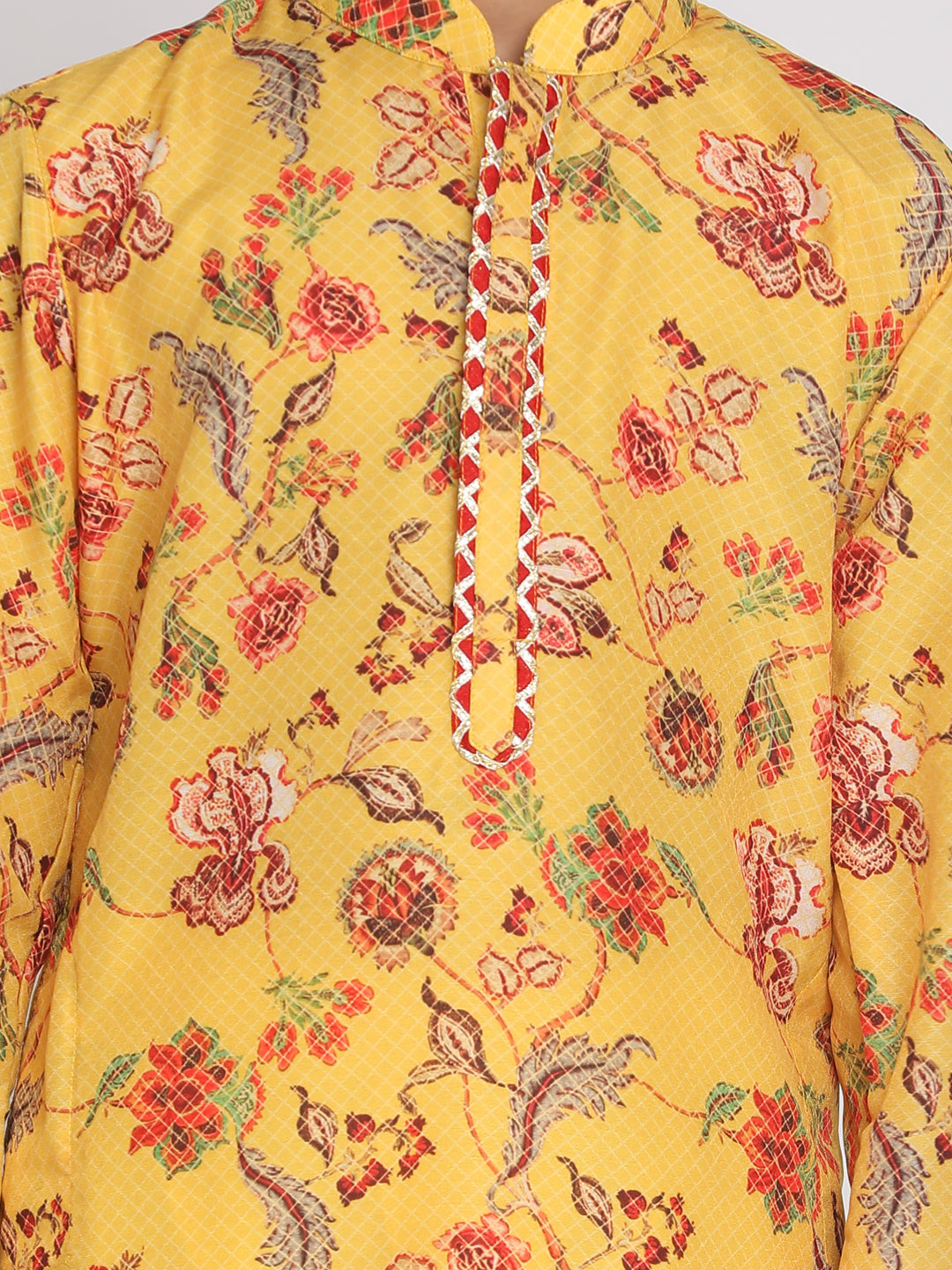 Vastramay Multicolor-Base-Mustard And Cream Baap Beta Kurta Set