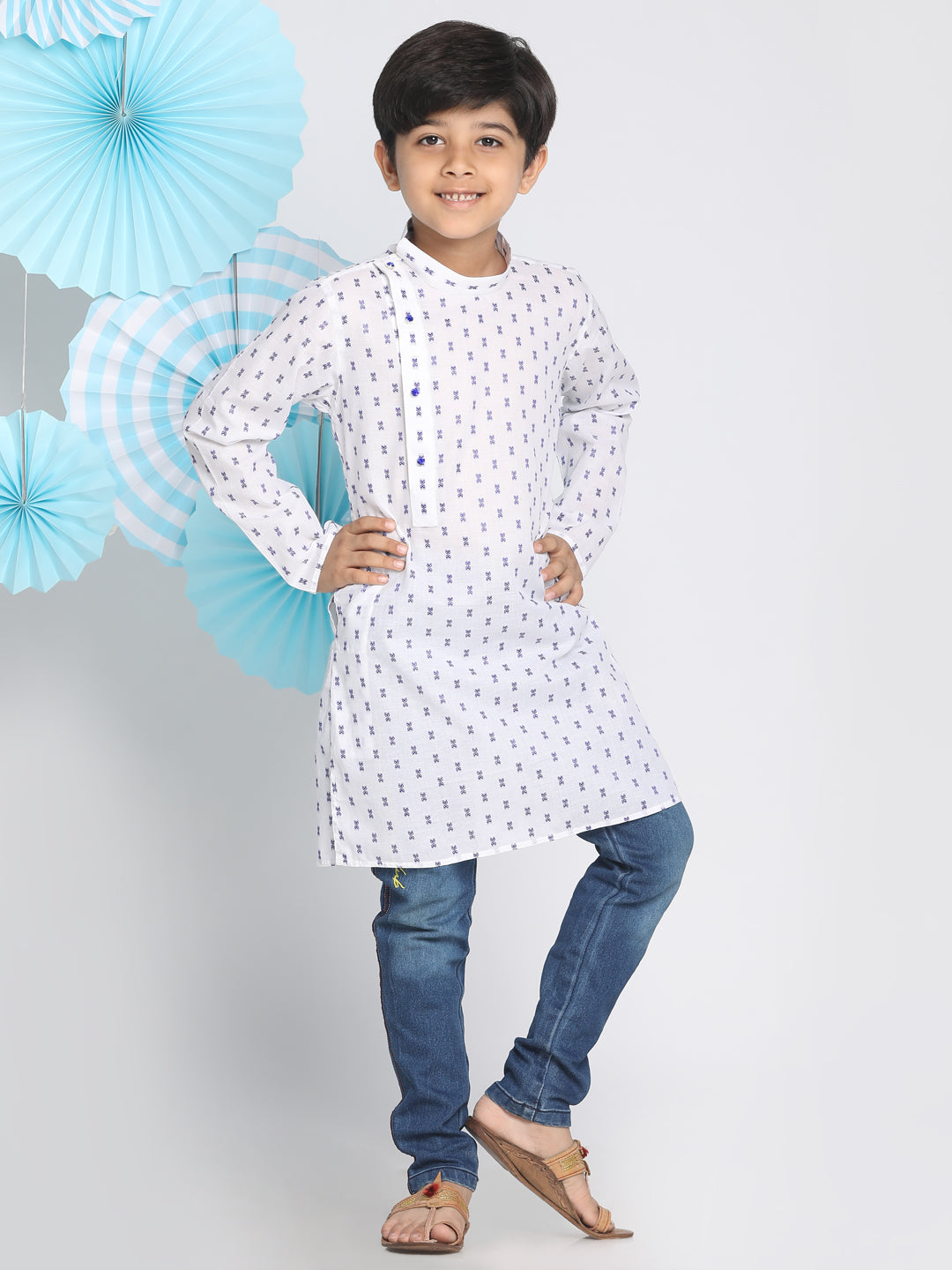 Vastramay Boys' White Woven Kurta