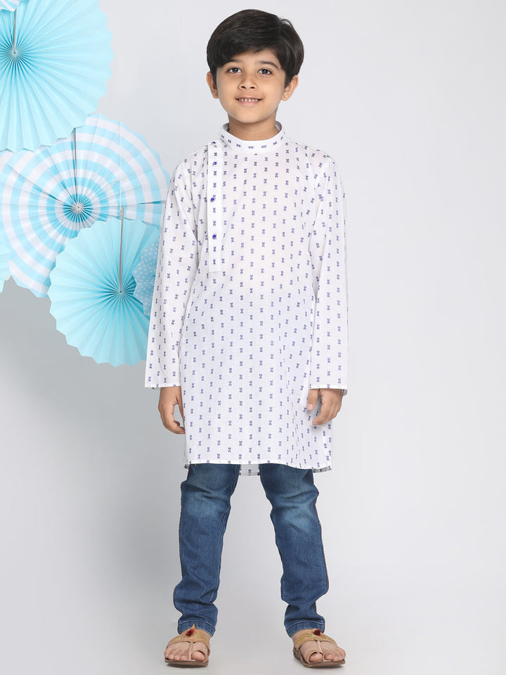 Vastramay Boys' White Woven Kurta