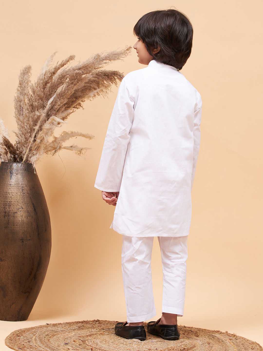 Vastramay Boy's White Kurta and Pyjama Set