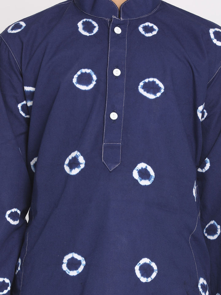 VASTRAMAY Boys' Blue  Bandhni Print Kurta