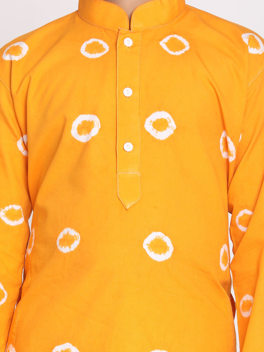 VASTRAMAY Boys' Orange Bandhni Print Kurta