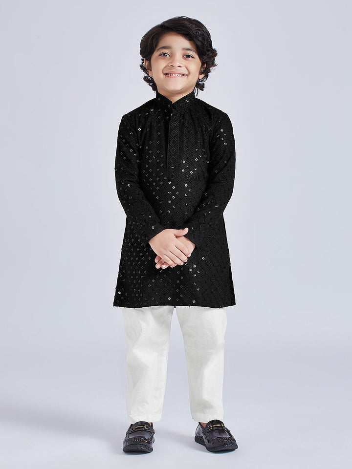 VASTRAMAY Boys' Black Kurta And Pyjama Set