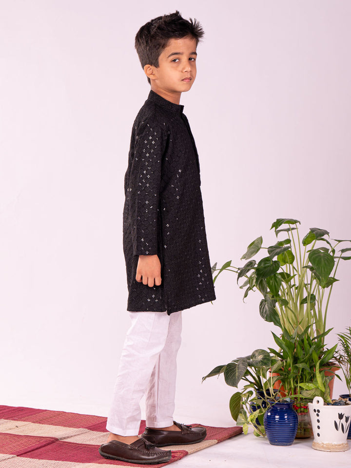 VASTRAMAY Boys' Black Kurta And Pyjama Set