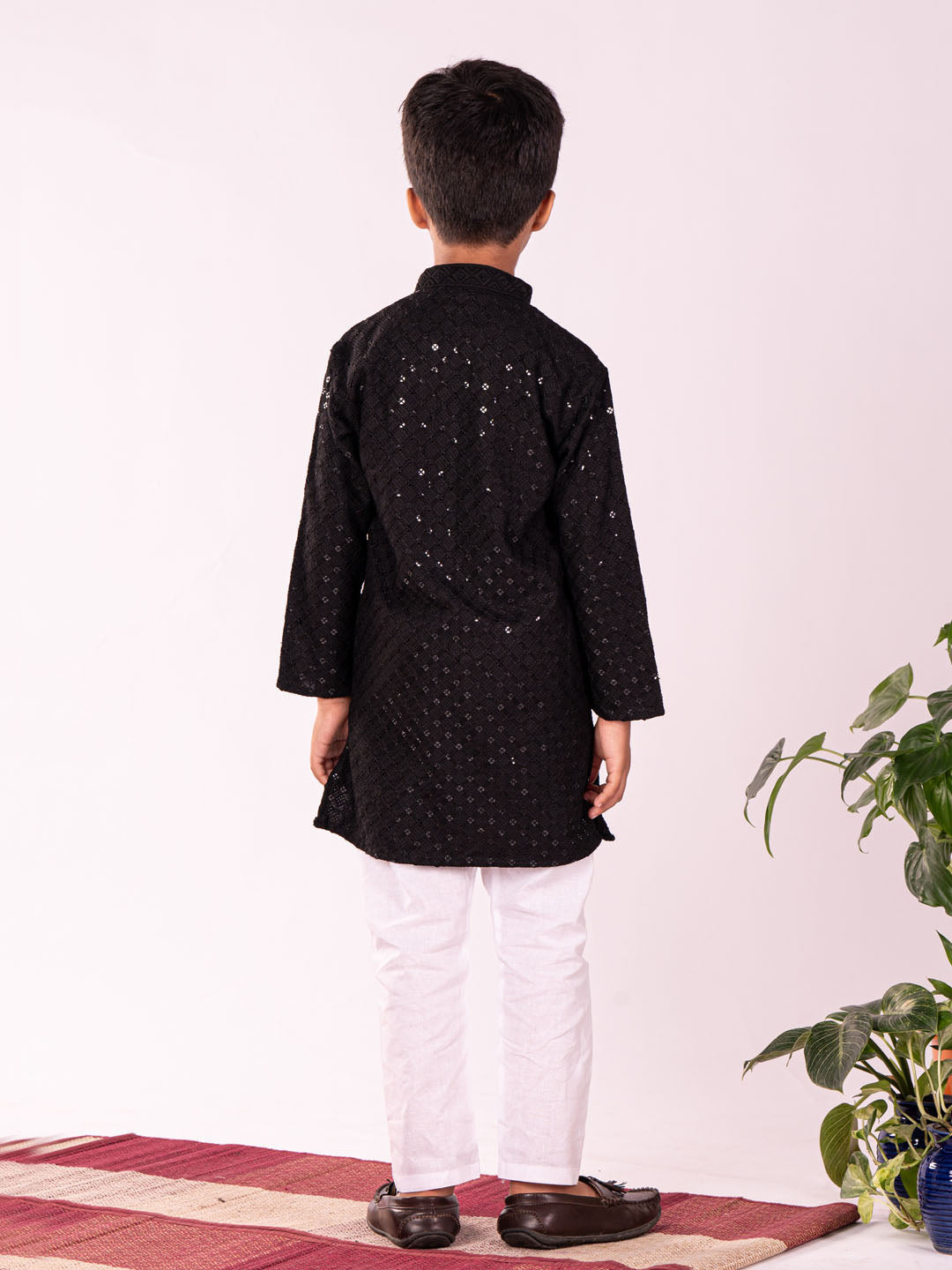 VASTRAMAY Boys' Black Kurta And Pyjama Set