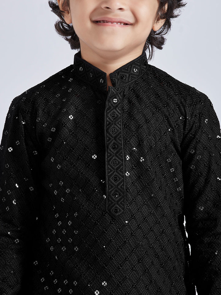 VASTRAMAY Boys' Black Kurta And Pyjama Set