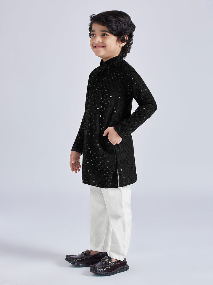 VASTRAMAY Boys' Black Kurta And Pyjama Set