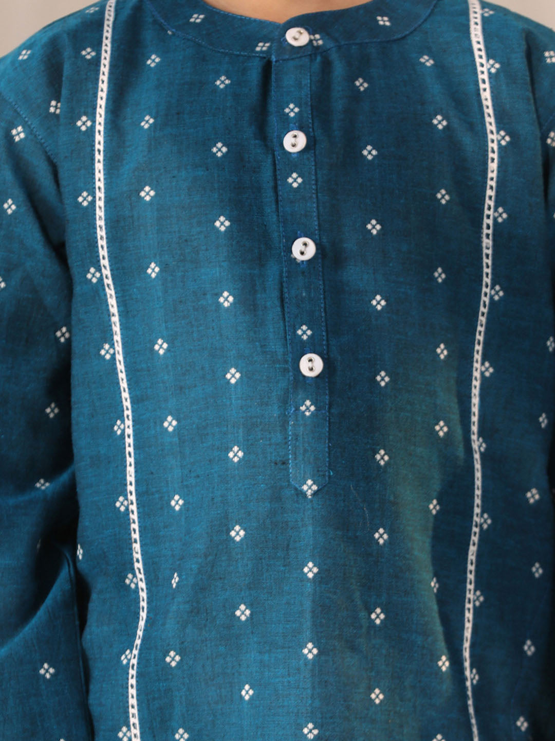 VASTRAMAY Boys' Turquoise Kurta Pyjama Set