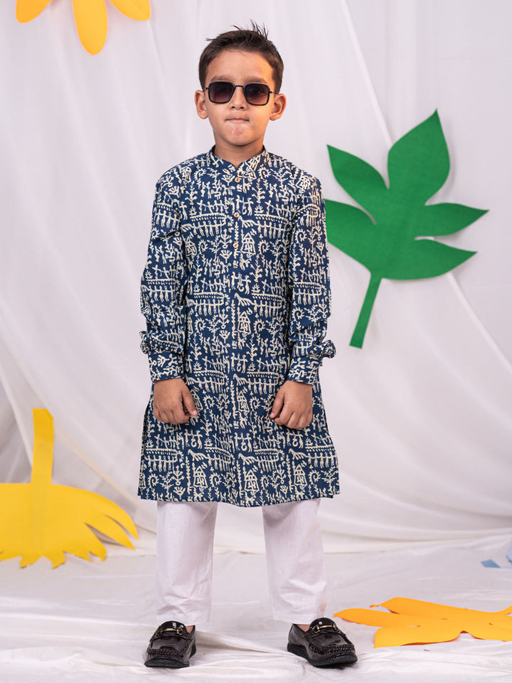 VASTRAMAY Boys' Tribals Print Ethnic Kurta Pyjama Set