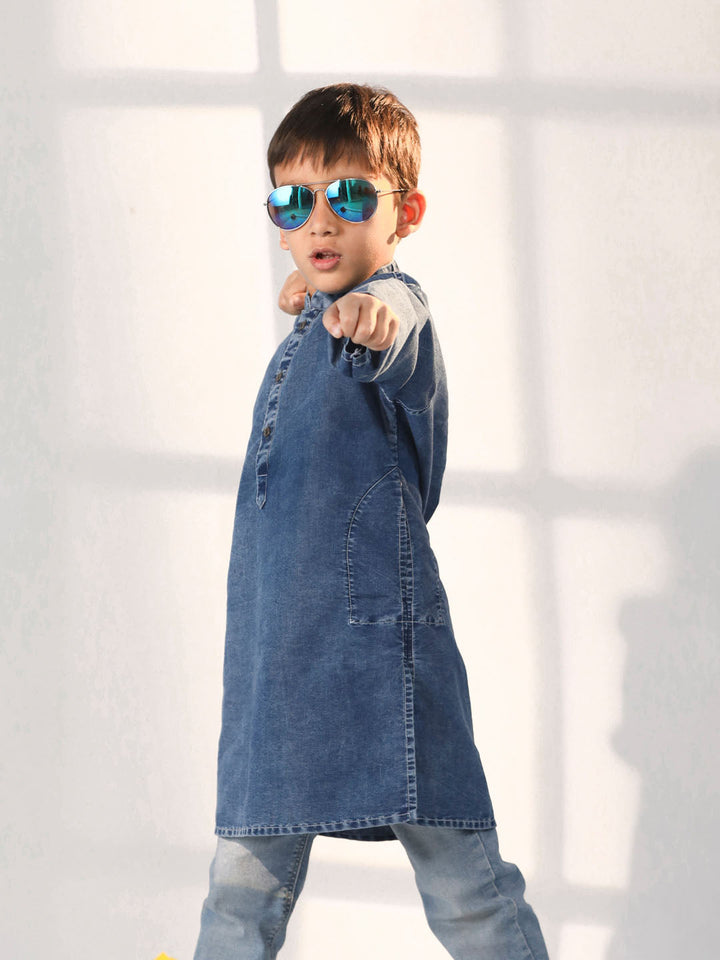 VASTRAMAY Boys' Blue Kurta