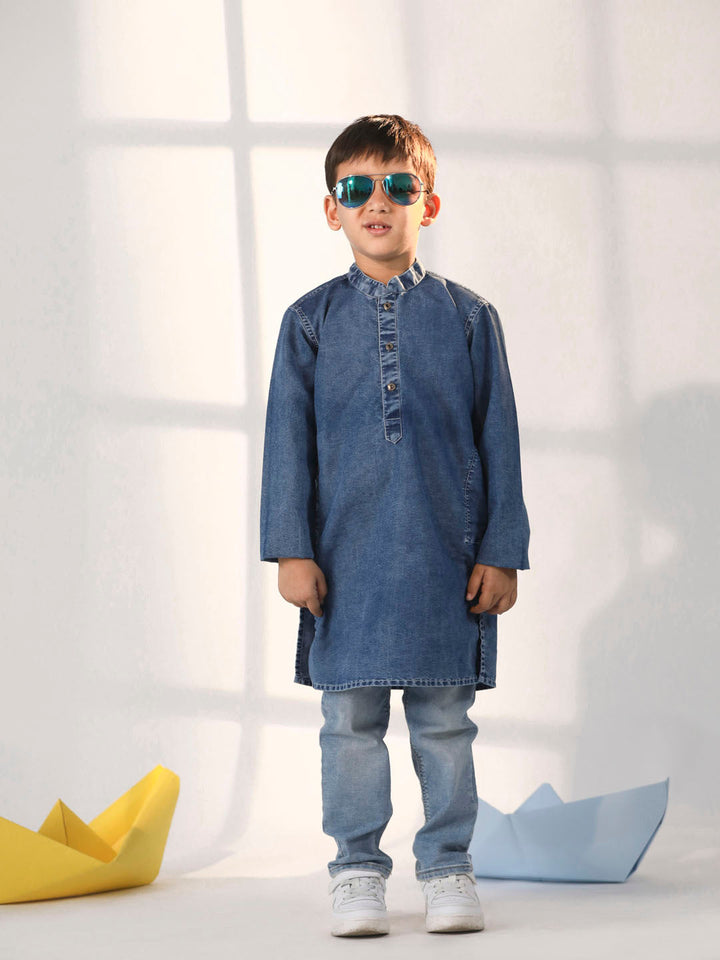 VASTRAMAY Boys' Blue Kurta