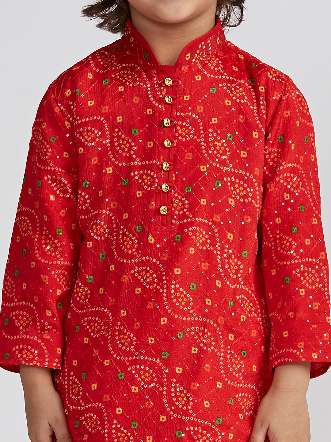 VASTRAMAY Boys' Red Kurta And Patiala Set