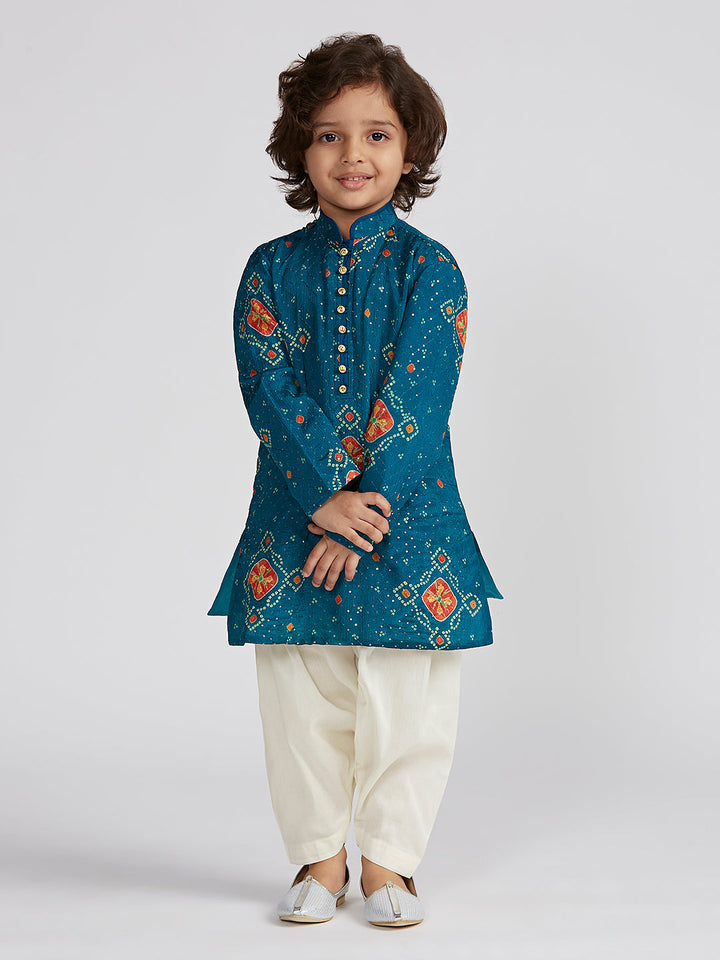 VASTRAMAY Boys' Blue Kurta And Patiala Set