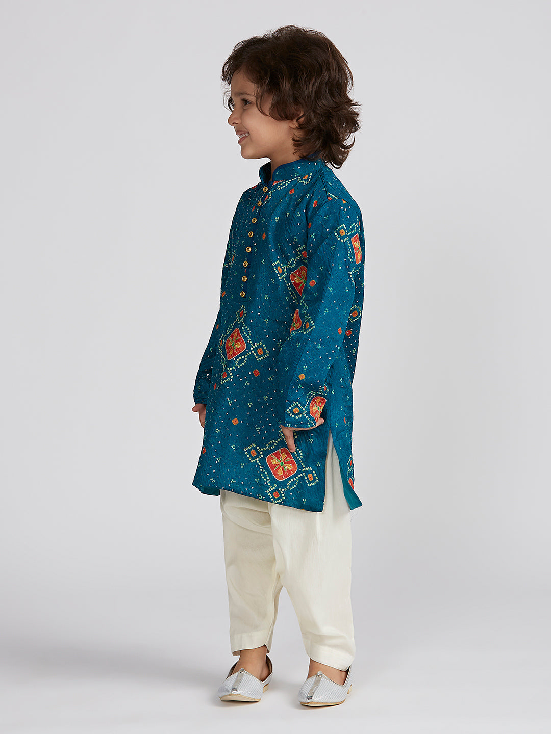 VASTRAMAY Boys' Blue Kurta And Patiala Set