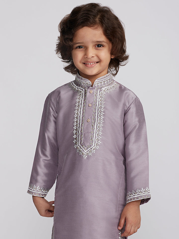 VASTRAMAY Boys' Purple Kurta And Patiala Set