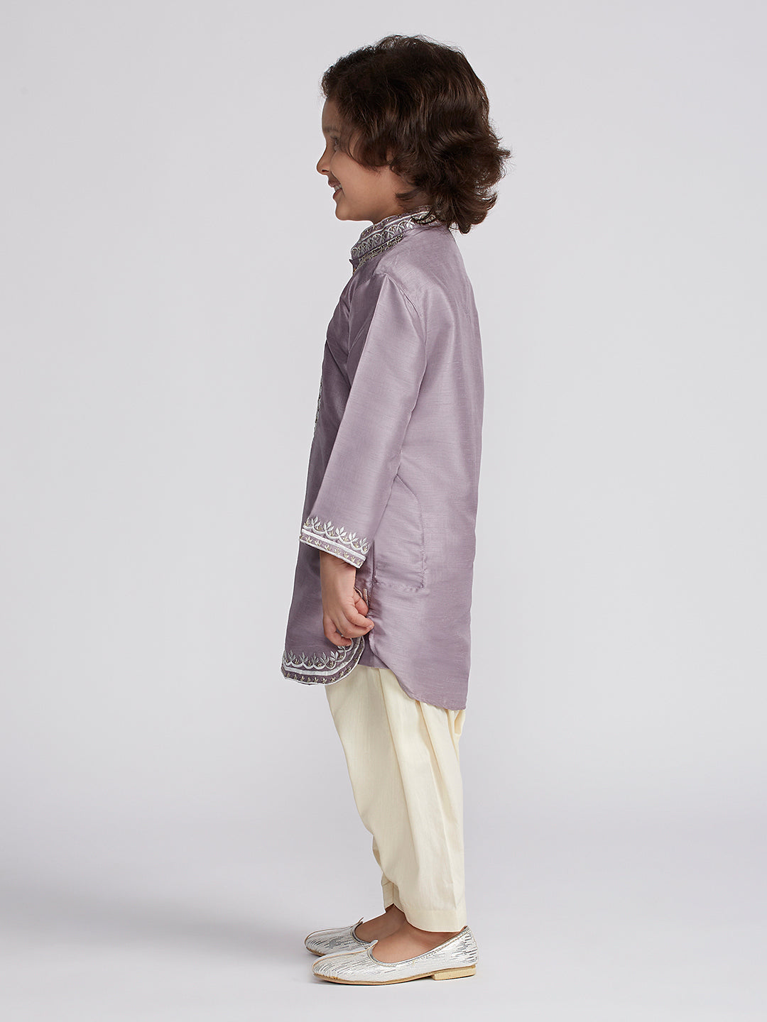 VASTRAMAY Boys' Purple Kurta And Patiala Set