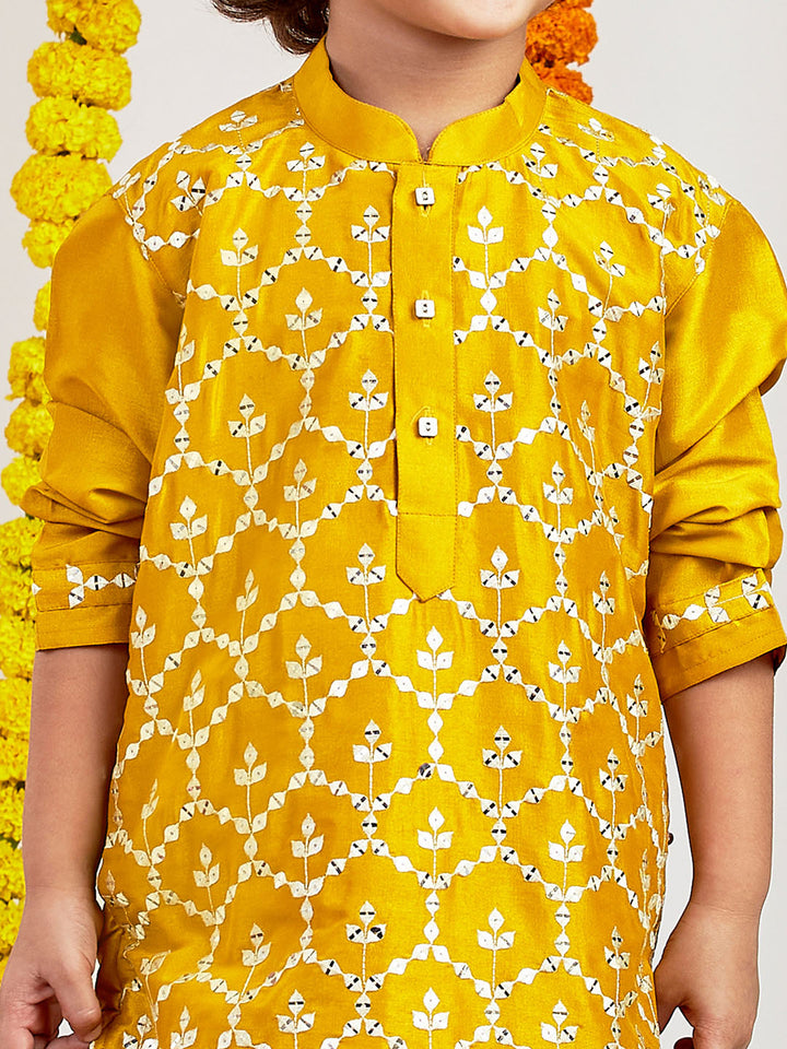 VASTRAMAY Boys' Mustard Kurta And Patiala Set