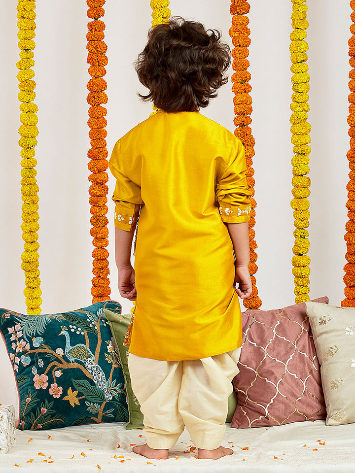 VASTRAMAY Boys' Mustard Kurta And Patiala Set