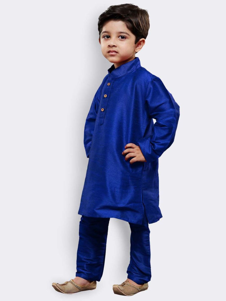 VASTRAMAY Boys' Blue Silk Blend Kurta and Pyjama Set