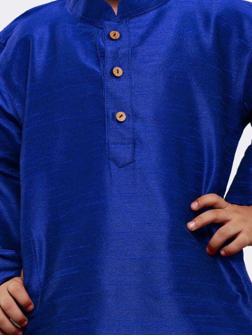 VASTRAMAY Boys' Blue Silk Blend Kurta and Pyjama Set