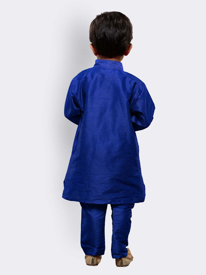 VASTRAMAY Boys' Blue Silk Blend Kurta and Pyjama Set