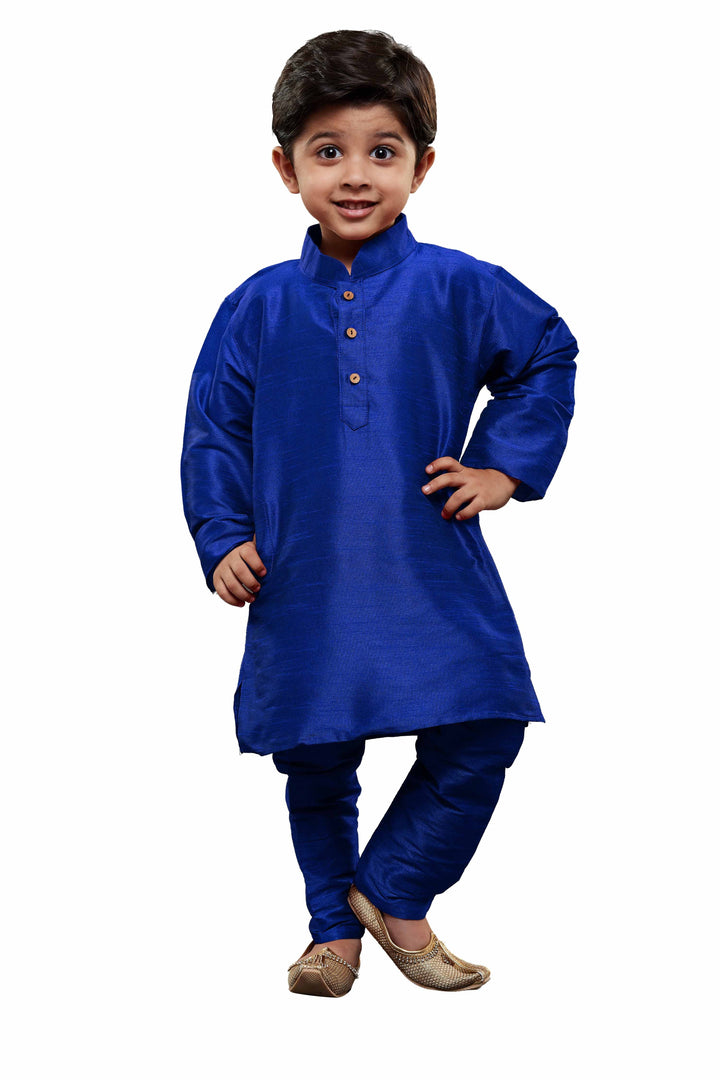 Vastramay Boys Blue Solid Kurta with Churidar