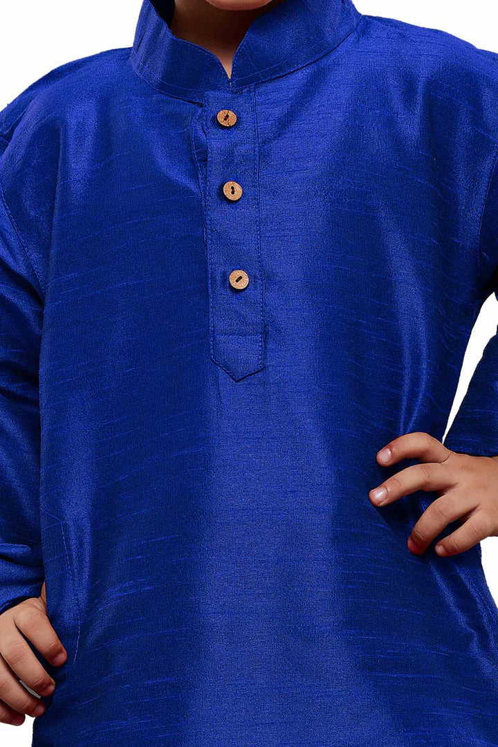 Vastramay Boys Blue Solid Kurta with Churidar