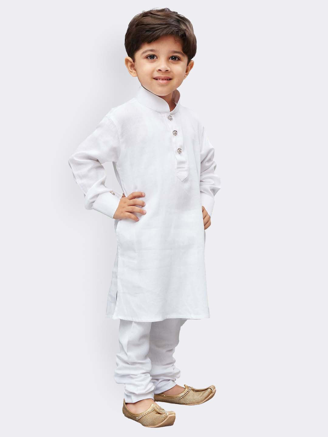 Vastramay Cotton White Baap Beta Kurta Pyjama set