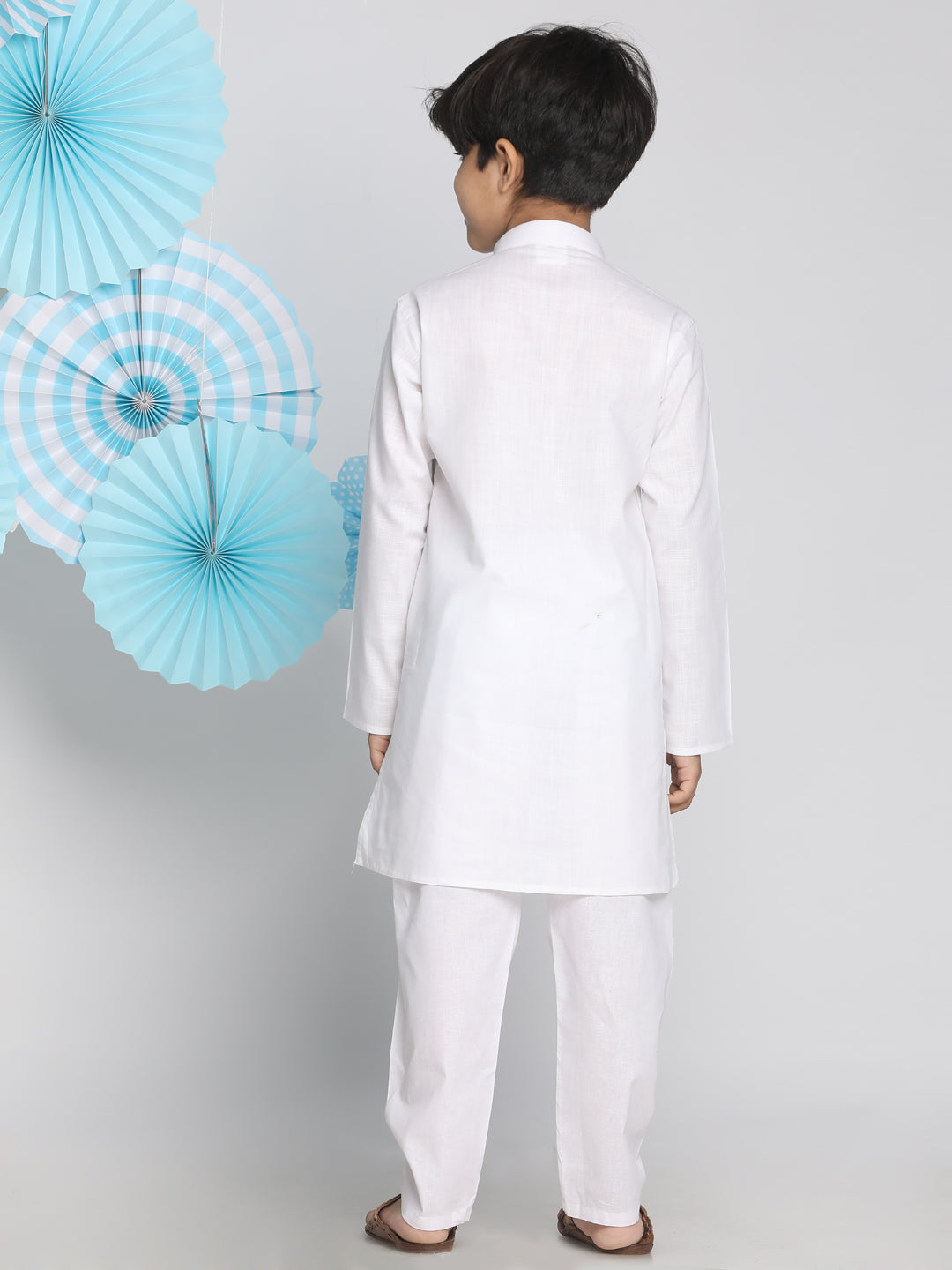 VASTRAMAY Boys' White Kurta Pyjama Set