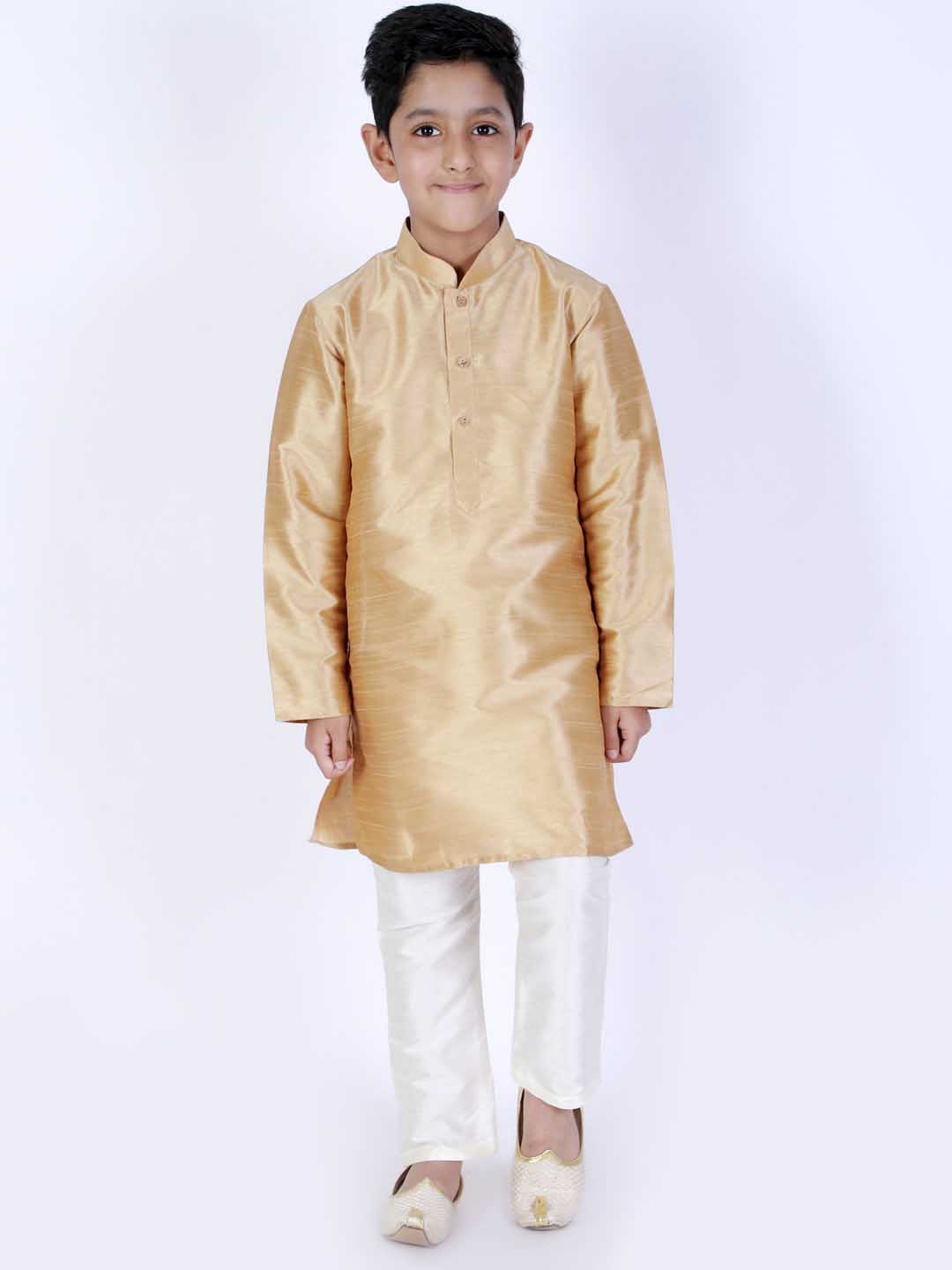 VASTRAMAY Boys Cream Solid Relax-Fit Pyjama