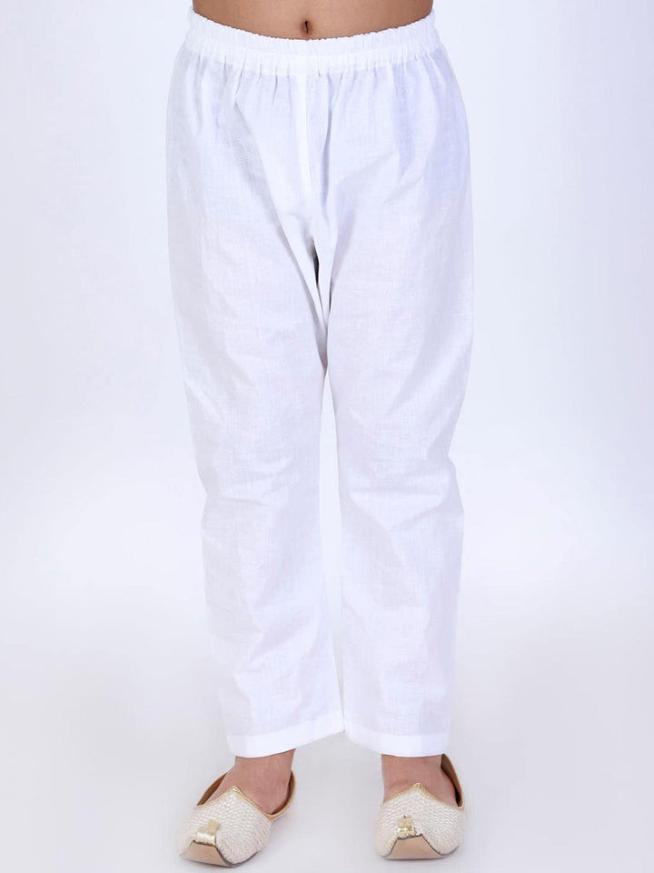 VASTRAMAY Boy's White solid relax-fit Pyjama