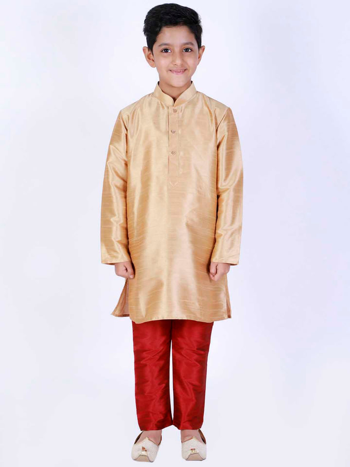 VASTRAMAY Boy's Maroon Solid Ethnic Pyjamas