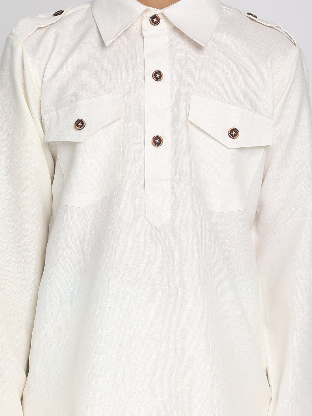 VASTRAMAY Boys' Cream Pathani Suit Set - qivii