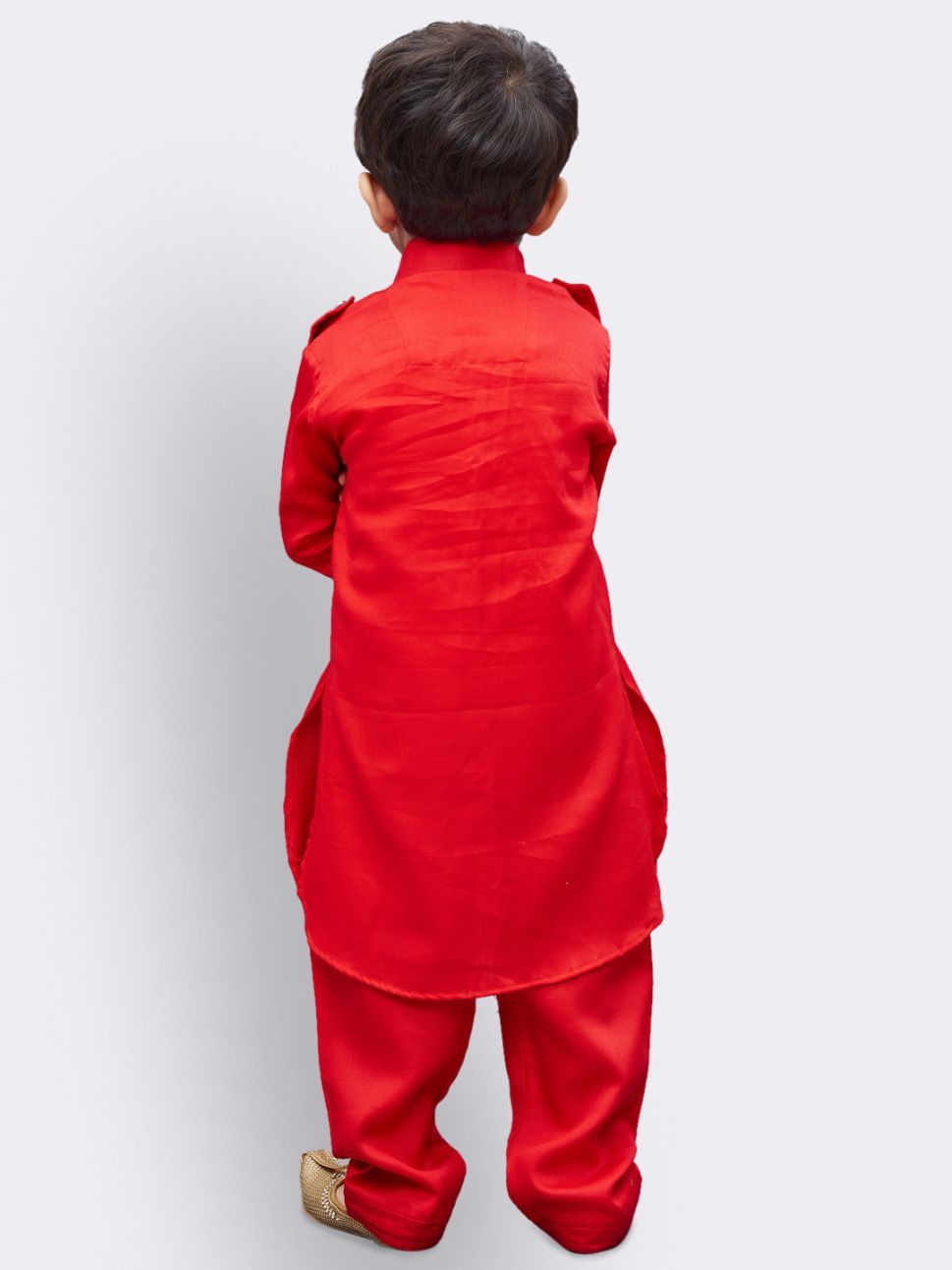 VASTRAMAY Boys' Red Cotton Pathani