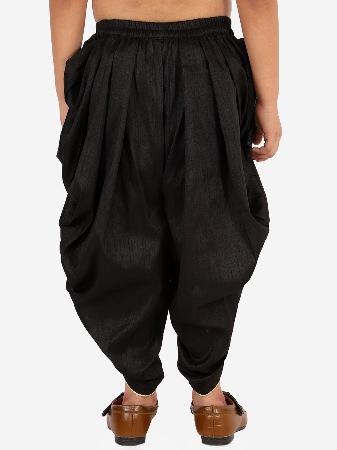 VASTRAMAY Boys' Black Silk Blend Solid Dhoti Pant