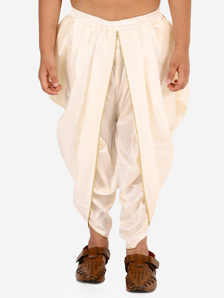 VASTRAMAY Boys' Cream Silk Blend Solid Dhoti Pant