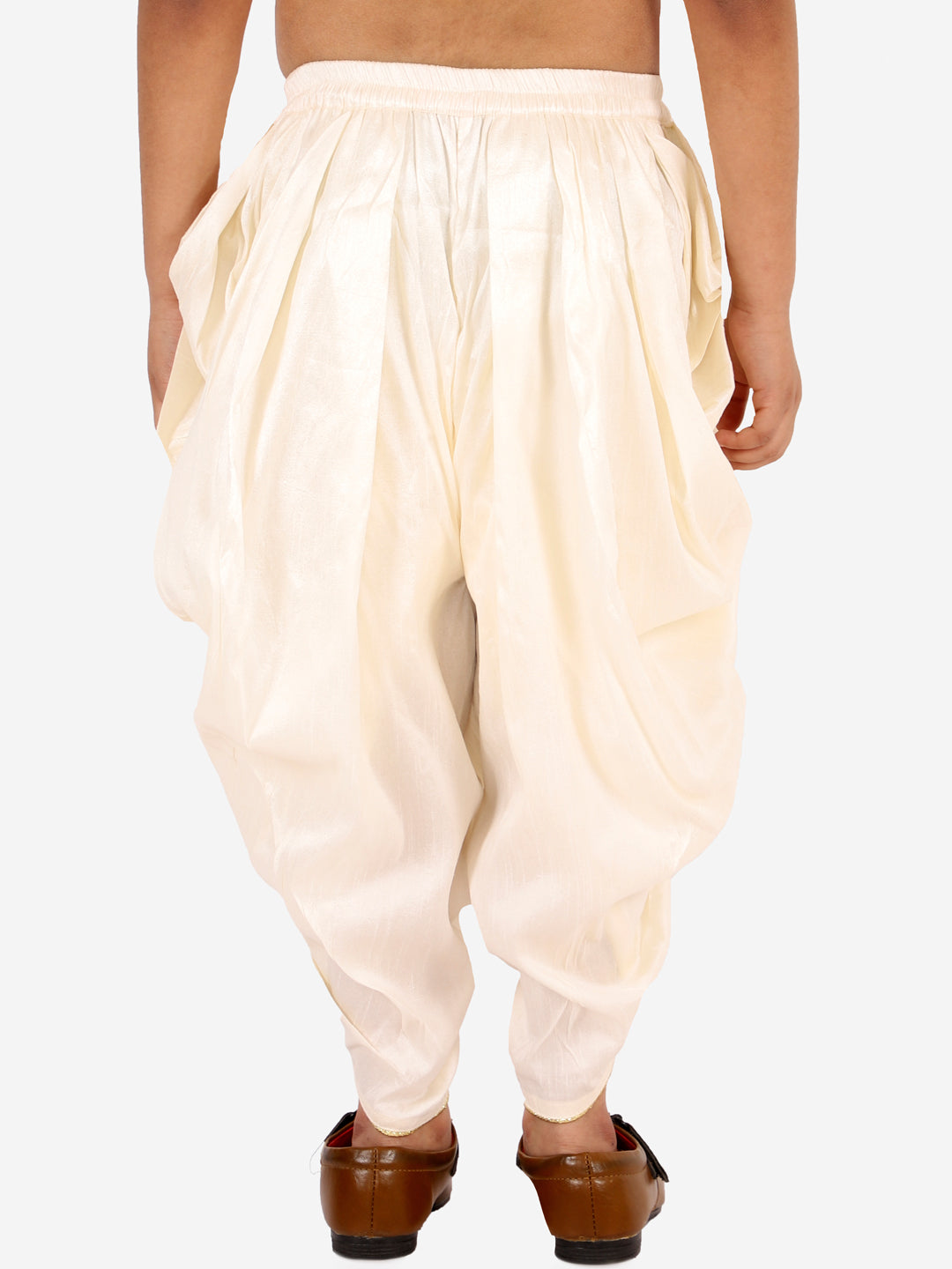 VASTRAMAY Boys' Cream Silk Blend Solid Dhoti Pant