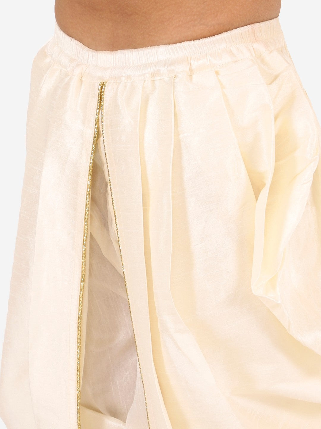 VASTRAMAY Boys' Cream Silk Blend Solid Dhoti Pant