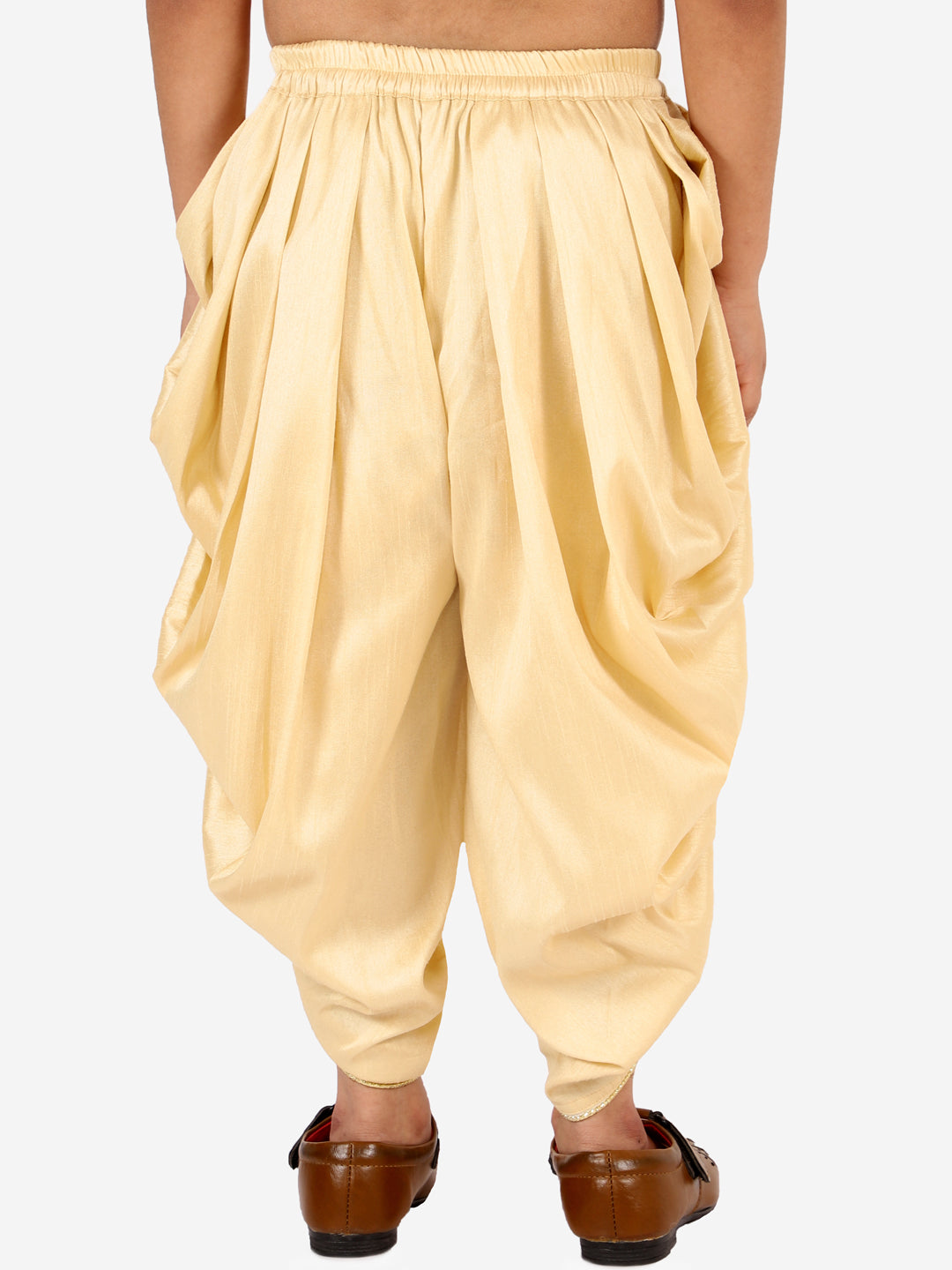 VASTRAMAY Boys' Gold Silk Blend Solid Dhoti Pant