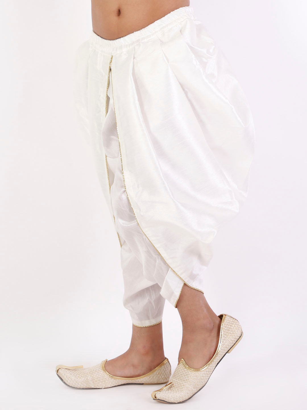 VASTRAMAY Boys' White Silk Blend Dhoti