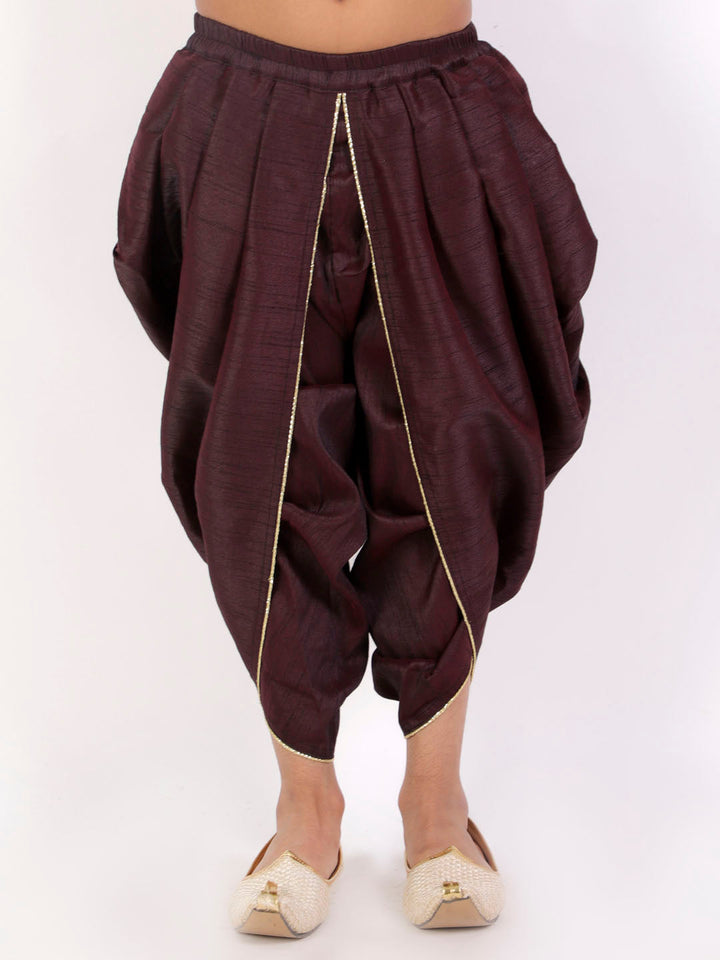 VASTRAMAY Boys' Burgundy Silk Blend Dhoti