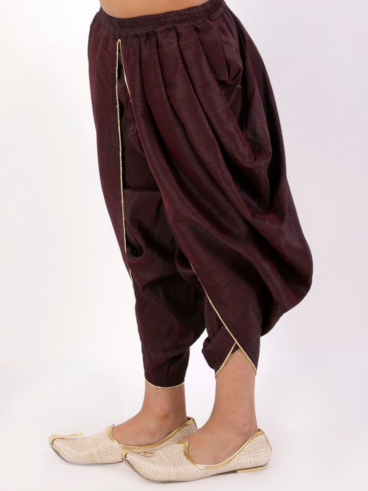 VASTRAMAY Boys' Burgundy Silk Blend Dhoti